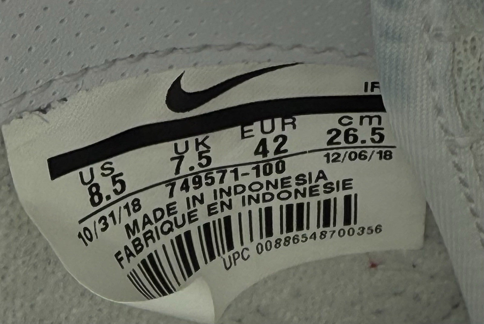 Nike Classic Cortez Leather OG Trainers (2018) White/Black Retro- UK 7.5 EU 42