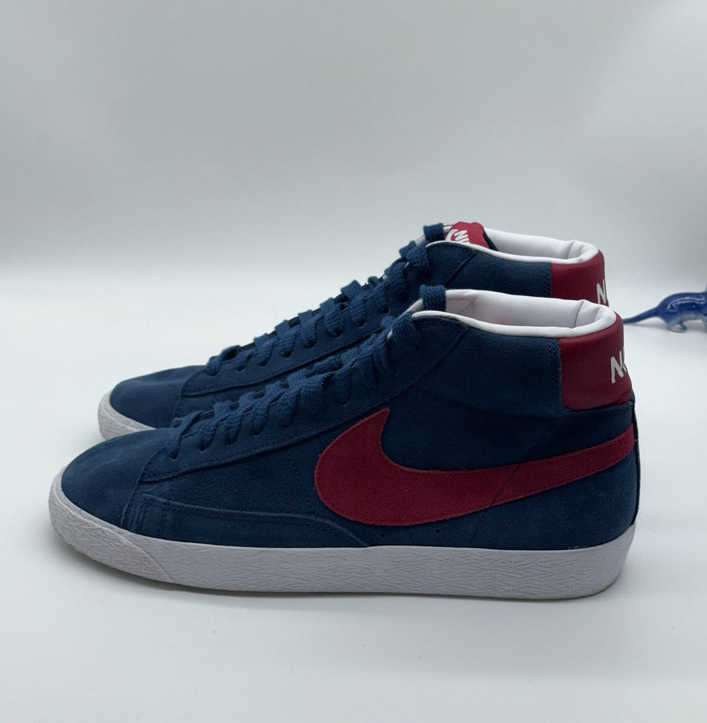 (2013) Nike Blazer Mid Suede Trainers Navy Blue/Red/White UK 9 (371761-461)