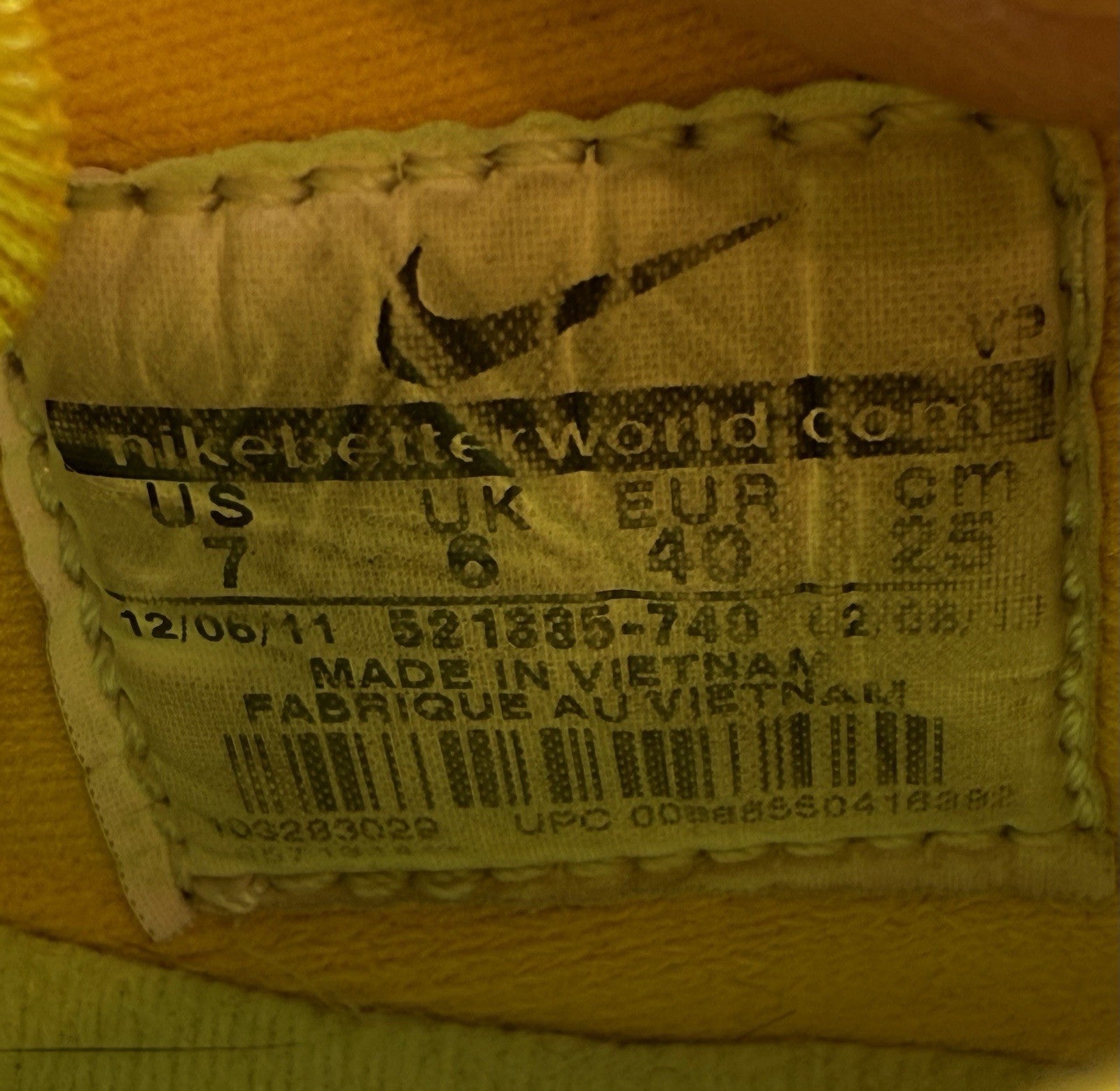 (2011) Nike Air Vortex Fuse Tour Yellow/Light Italy Blue Vintage Trainers UK 6