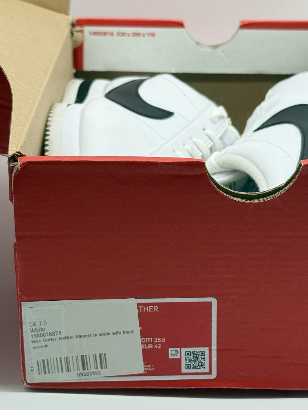 (2019) Nike Cortez Basic Leather OG Trainers - White Black - UK 7.5 (819719-100)