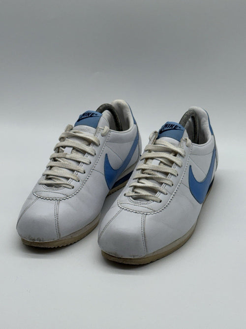 (2009) Vintage Nike Classic Cortez Leather Trainers White x Light Blue UK 8