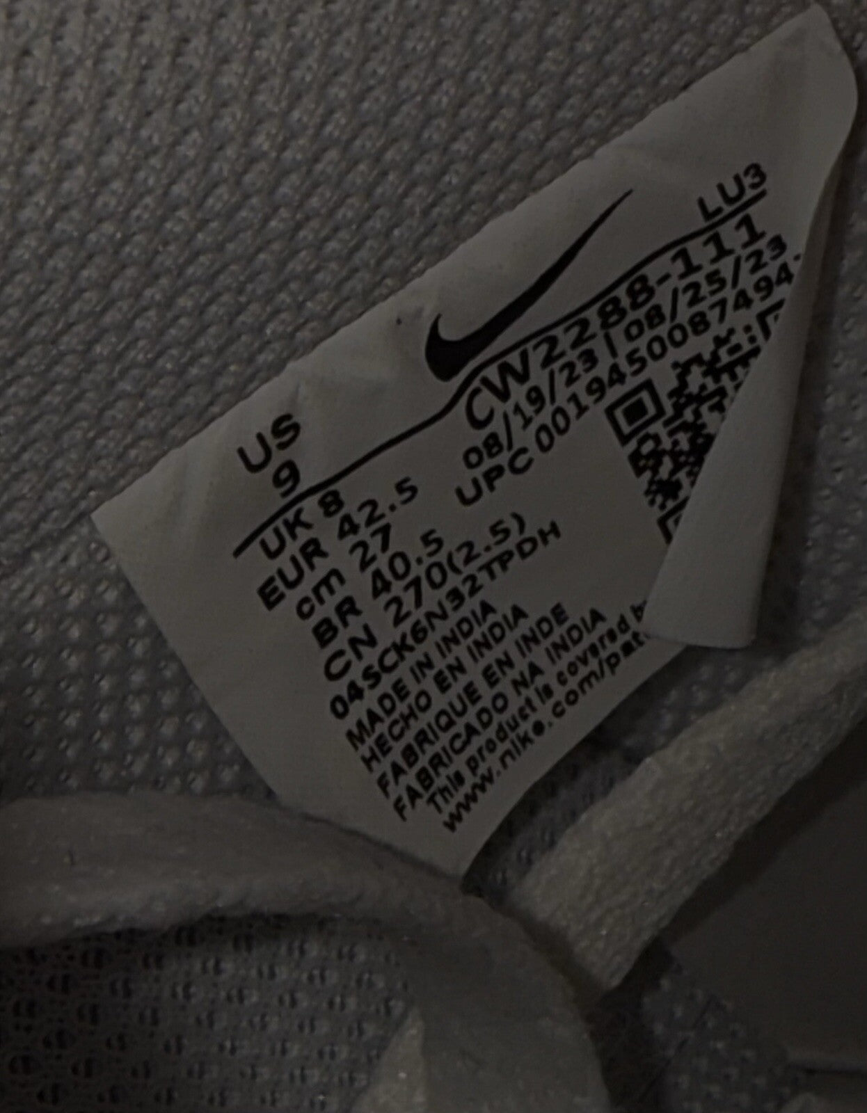 Nike Air Force 1 '07 Low Triple White Size 8 UK