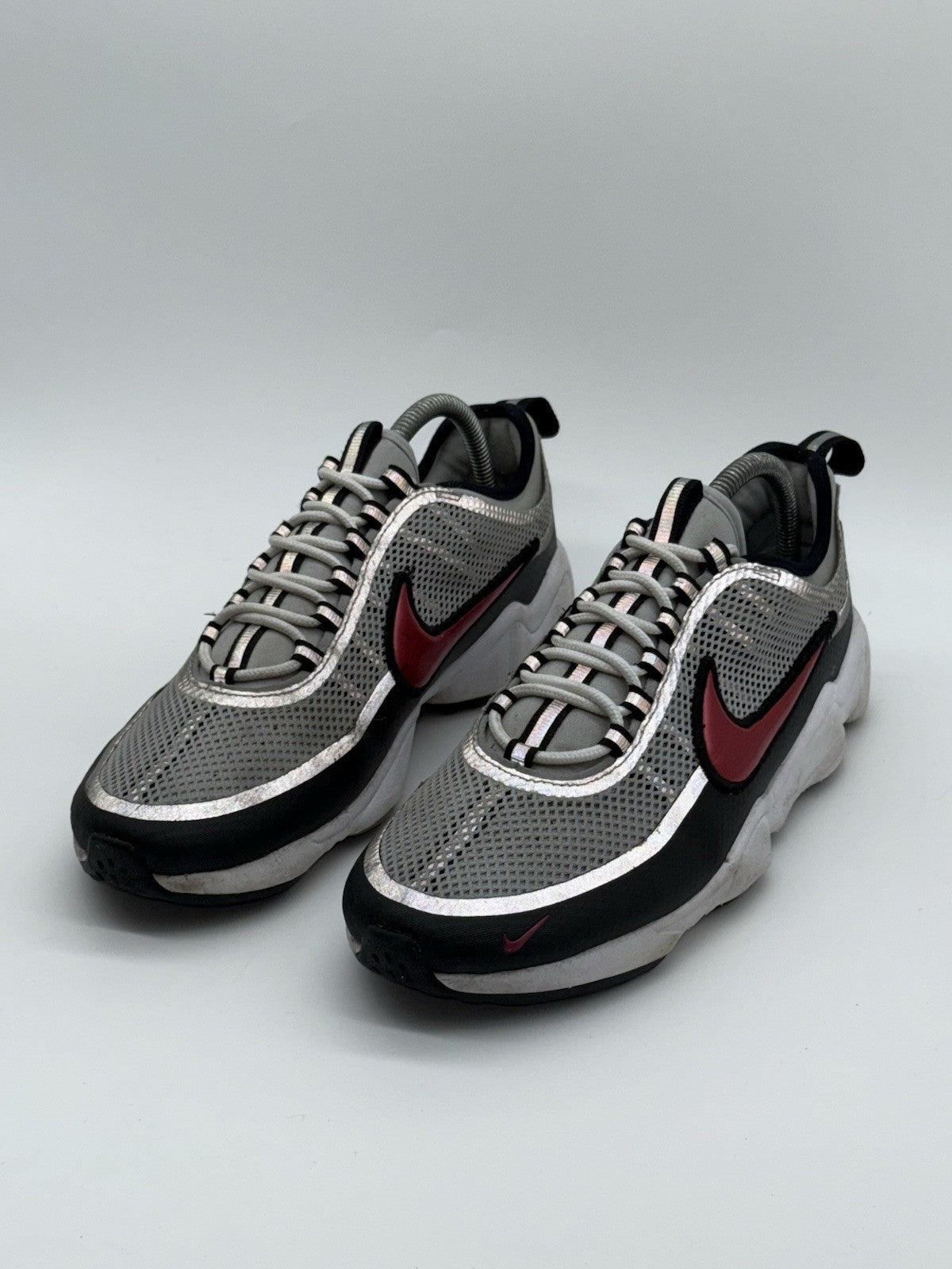 Nike Air Zoom Spiridon SP Metallic Silver Sport Red Men’s Retro Trainers UK 7