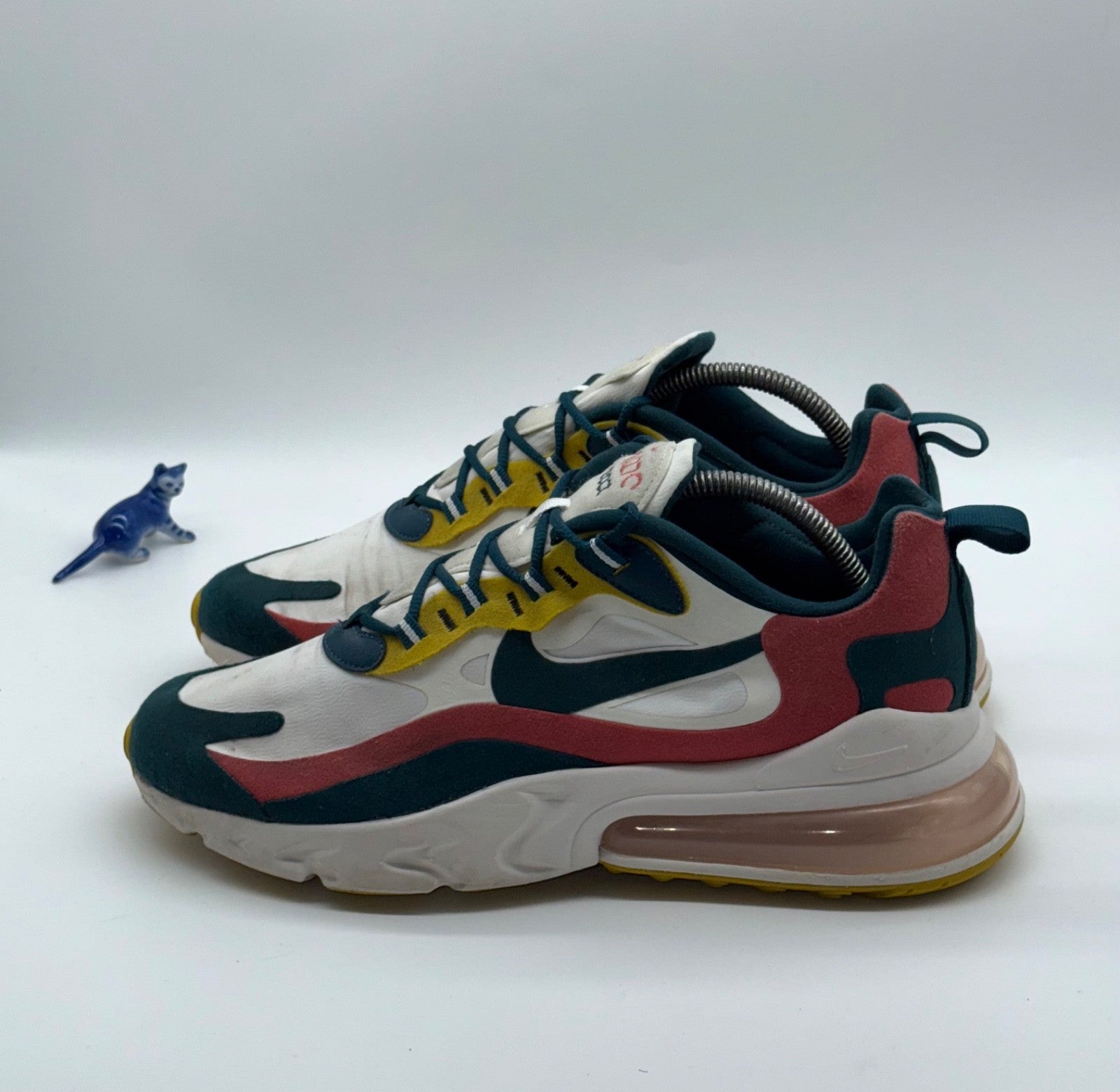 Nike Trainers Air Max 270 React White Teal Yellow Red Running Gym Men’s UK 8.5