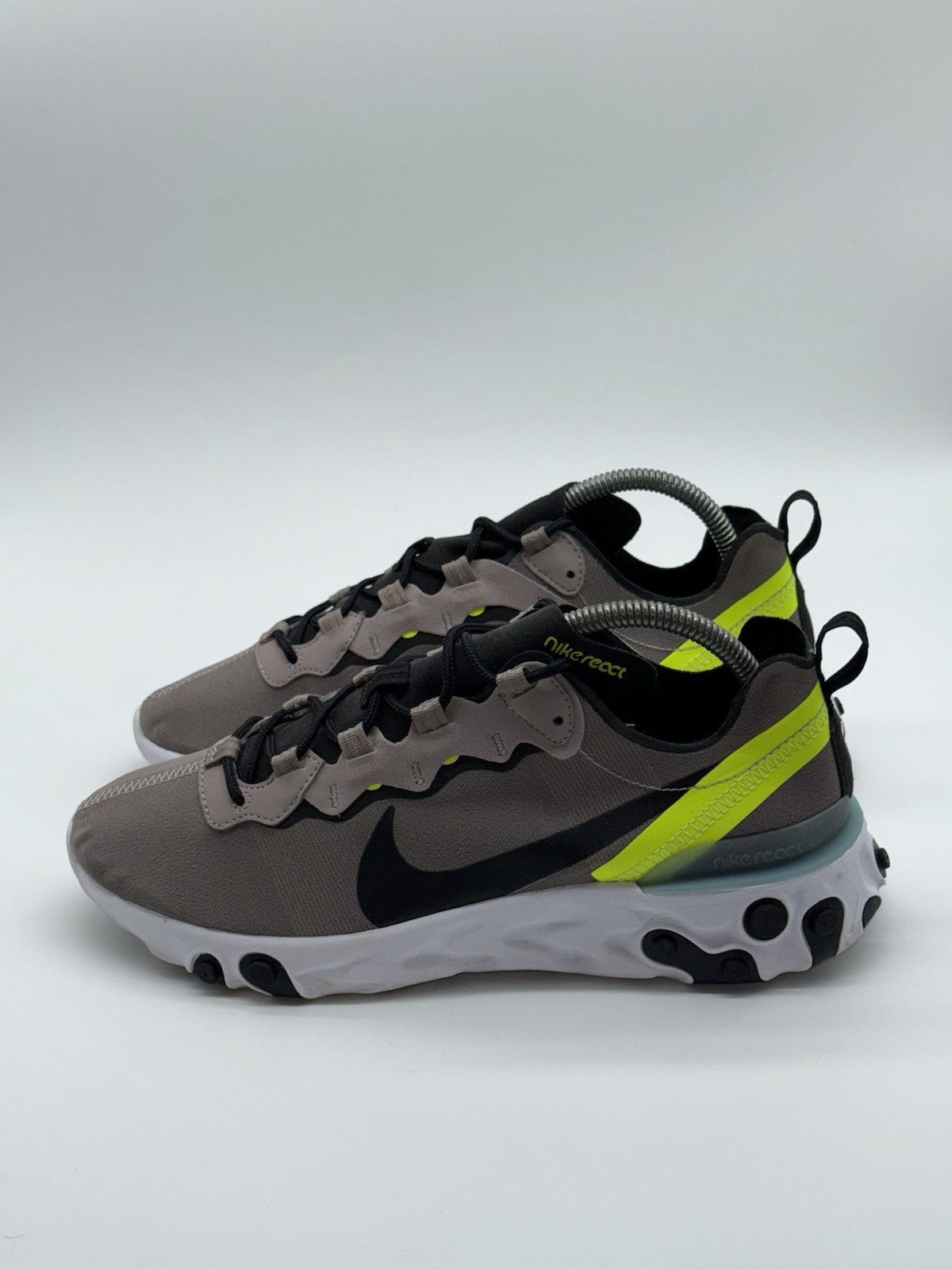 (2019) Nike React Element 55 ‘Pumice Volt Green Black’ Retro Trainers UK 7