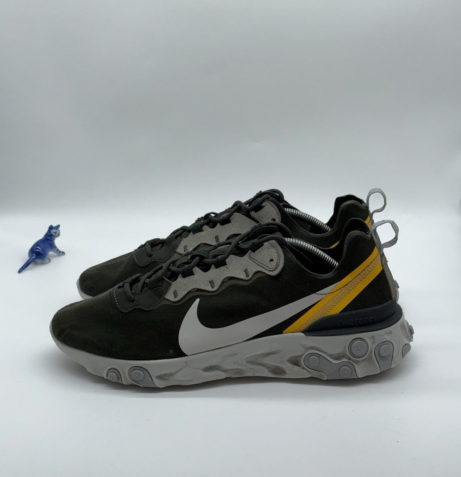 Nike React Element 55 Sequoia Deep Forest Green Khaki x Yellow UK 11 CQ6366-300