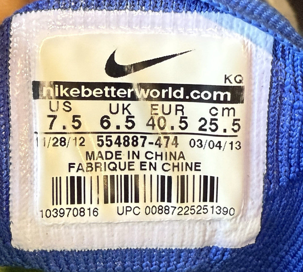 Nike Flyknit Lunar 1 ‘Royal Blue Volt’ Running Shoes UK 6.5 (554887-474)