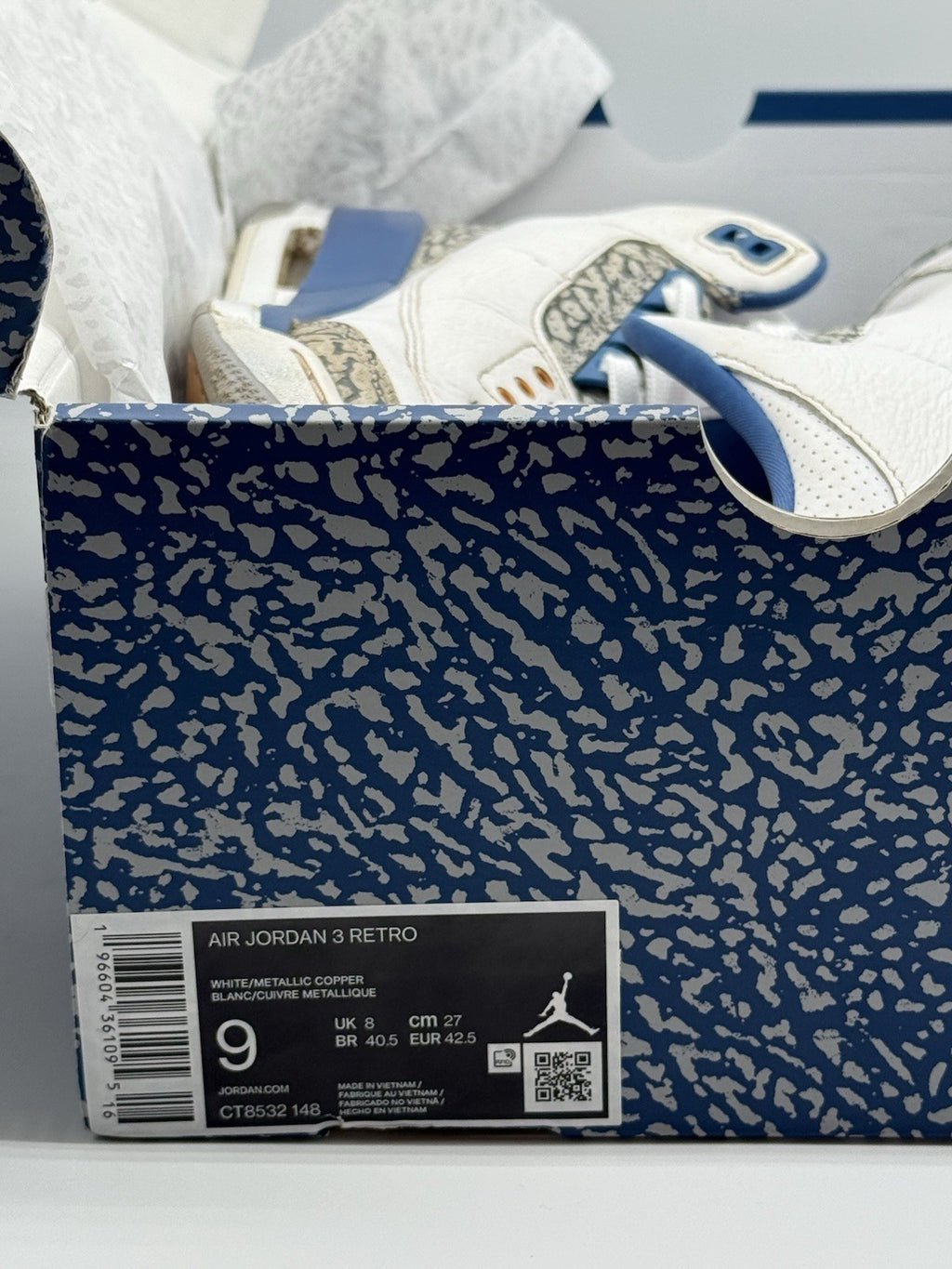 (2023) Air Jordan 3 Retro Washington Wizards Men’s UK 8 (CT8532-148)