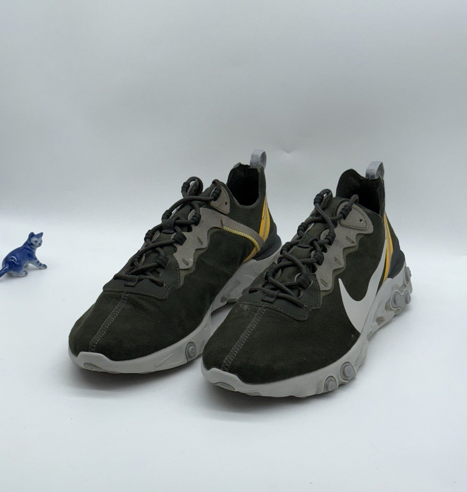 Nike React Element 55 Sequoia Deep Forest Green Khaki x Yellow UK 11 CQ6366-300