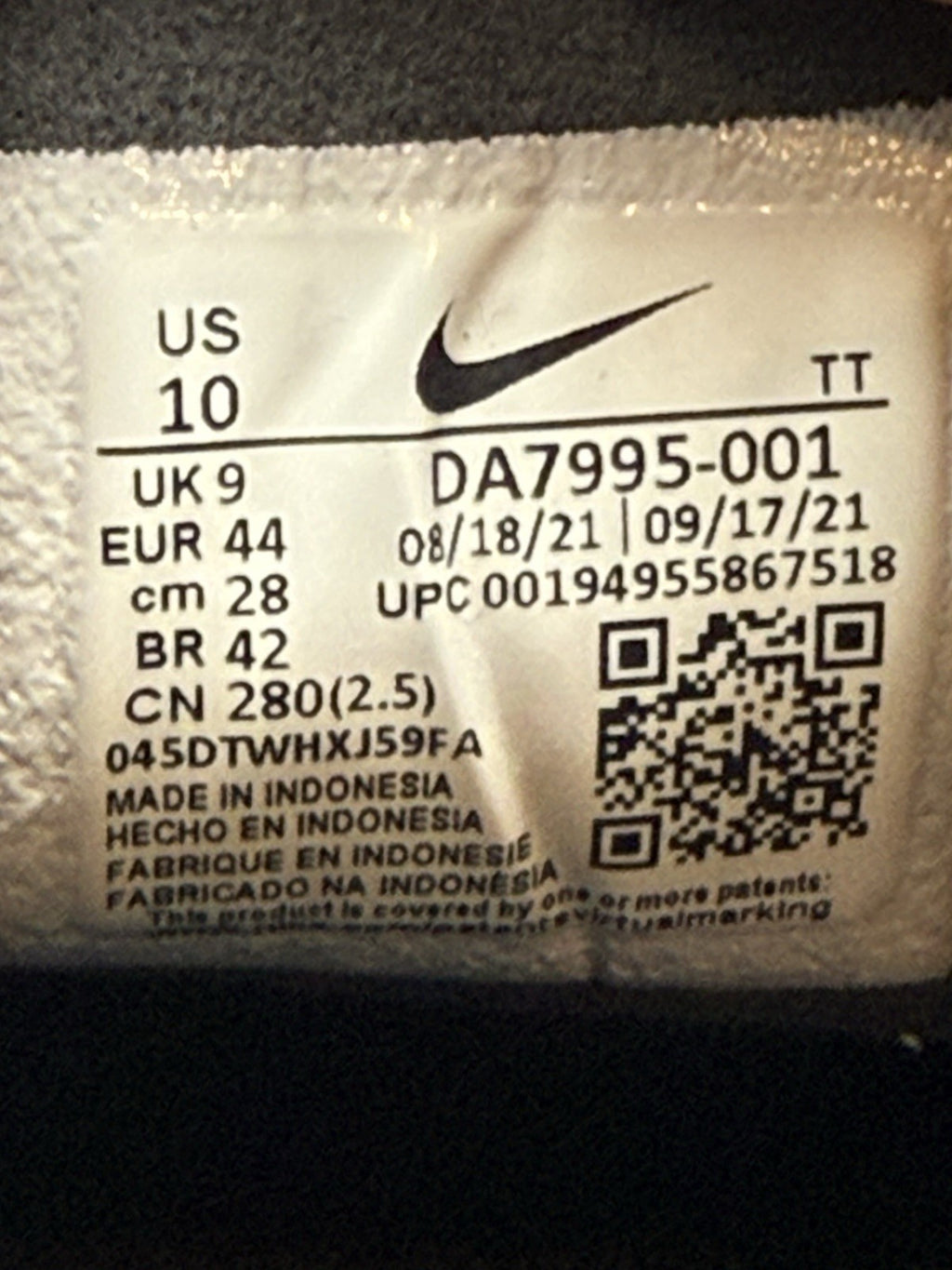 Nike Waffle One 'Black x White' – UK 9