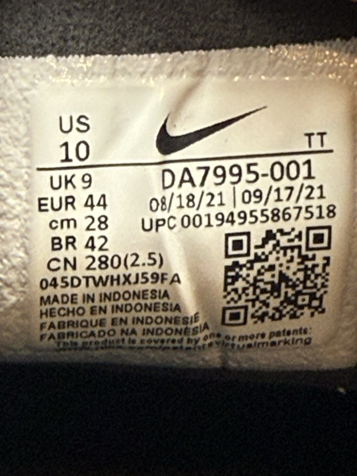 Nike Waffle One 'Black x White' – UK 9