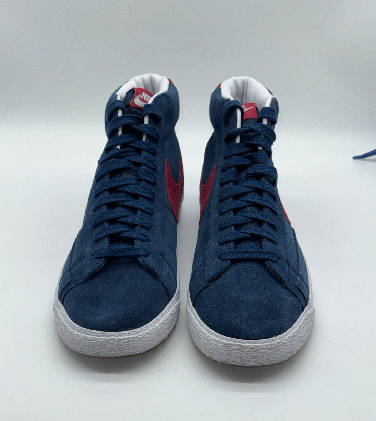 (2013) Nike Blazer Mid Suede Trainers Navy Blue/Red/White UK 9 (371761-461)