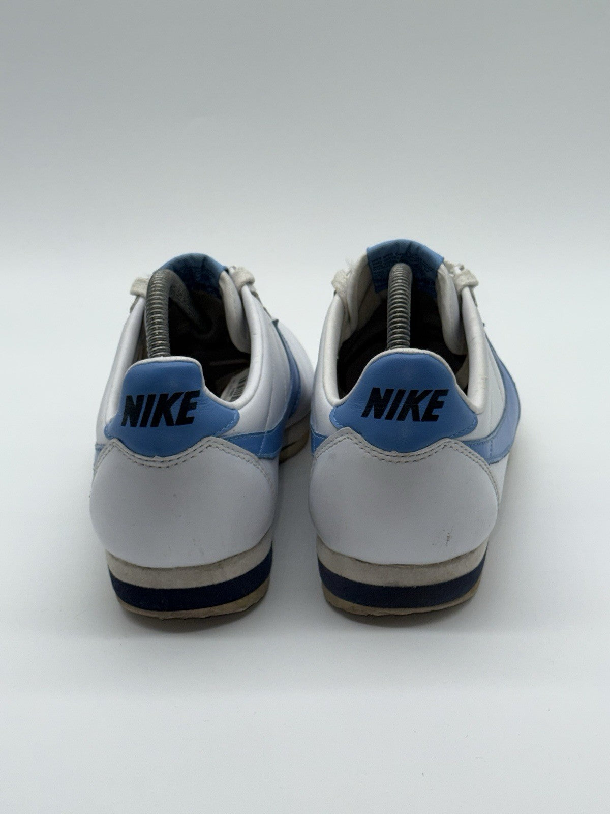 (2009) Vintage Nike Classic Cortez Leather Trainers White x Light Blue UK 8