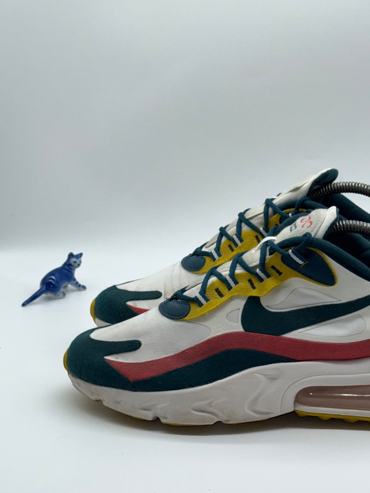 Nike Trainers Air Max 270 React White Teal Yellow Red Running Gym Men’s UK 8.5