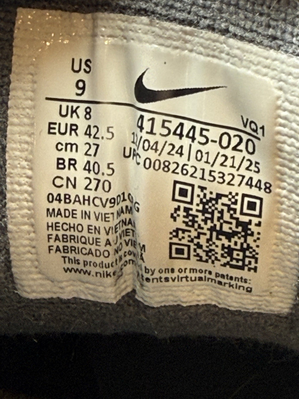 Nike Air Monarch IV 'Dark Grey x Black' (2025) – UK 8