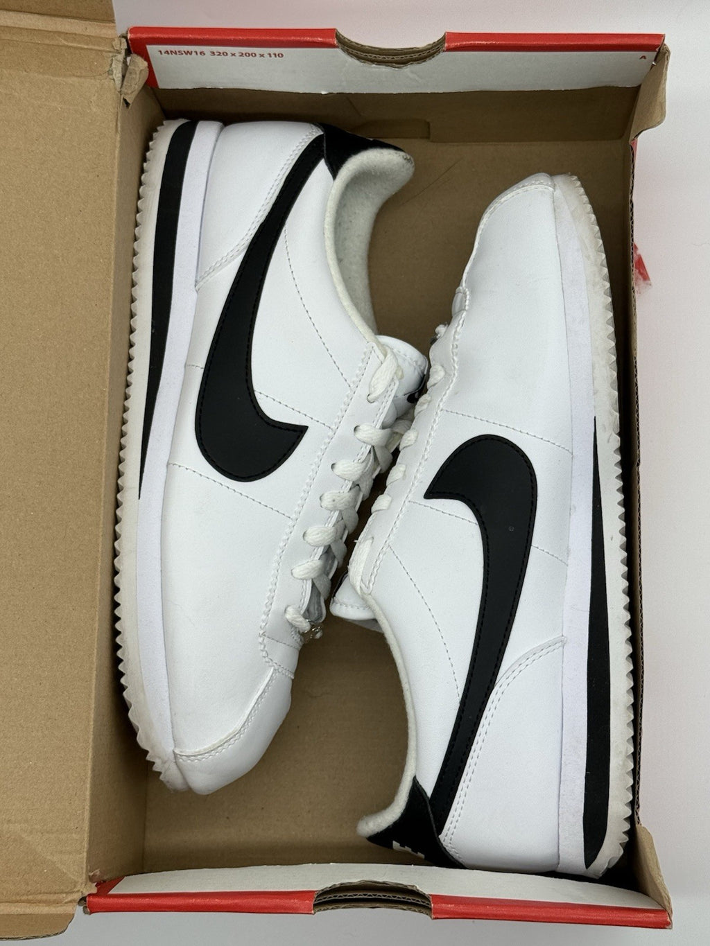 (2019) Nike Cortez Basic Leather OG Trainers - White Black - UK 7.5 (819719-100)