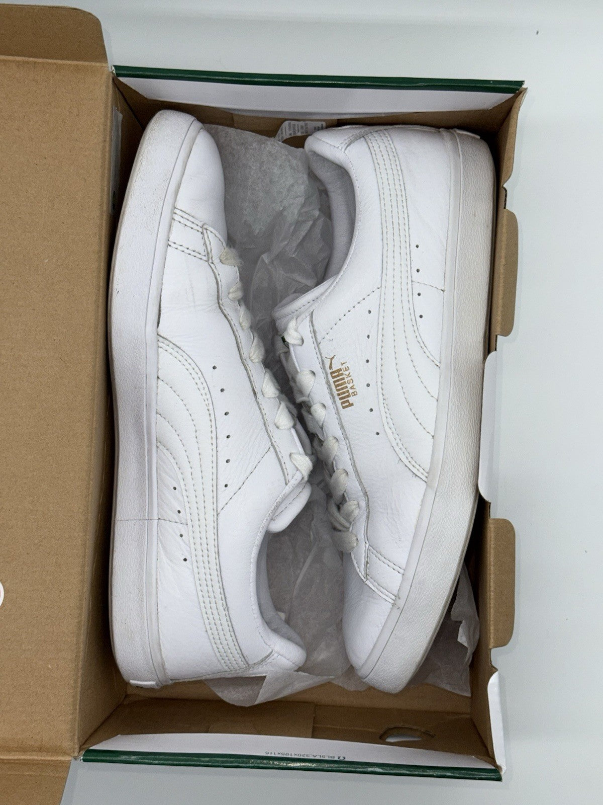 Men’s Puma Basket Vulc White Low Top Trainers Size UK 9