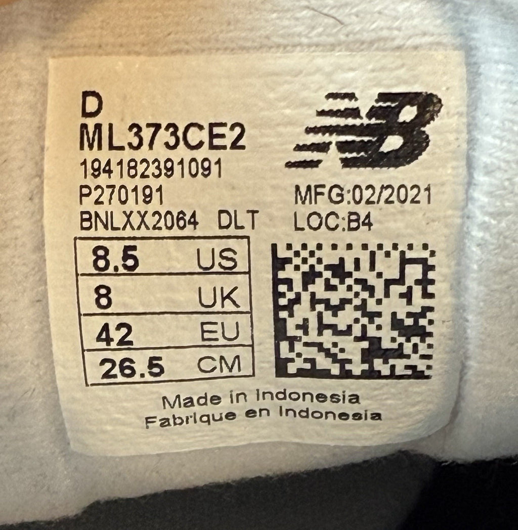 New Balance 373 Light Grey x White Trainers Size UK 8