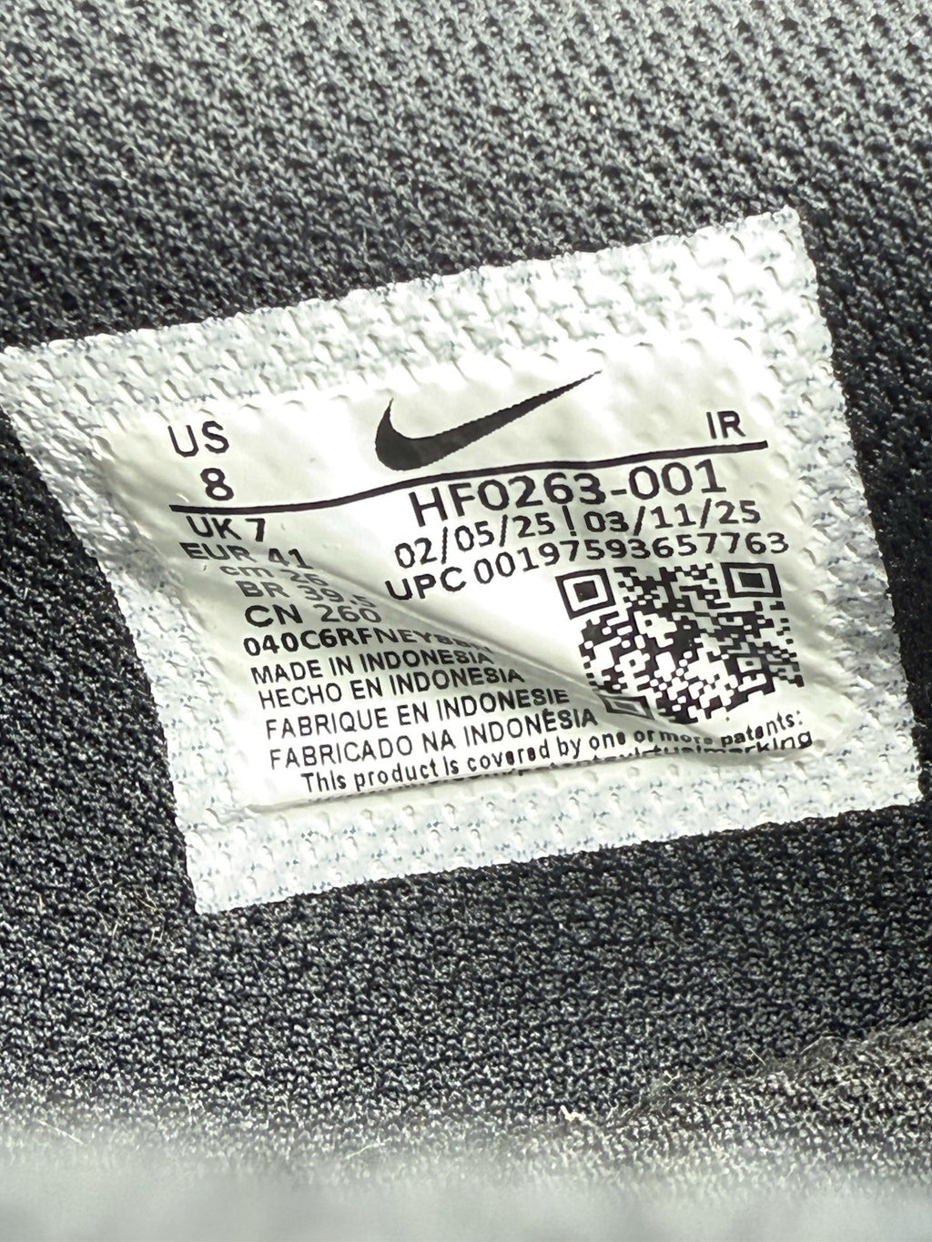 Nike Classic Cortez Black/White TXT Nylon Retro Trainers Size UK 7