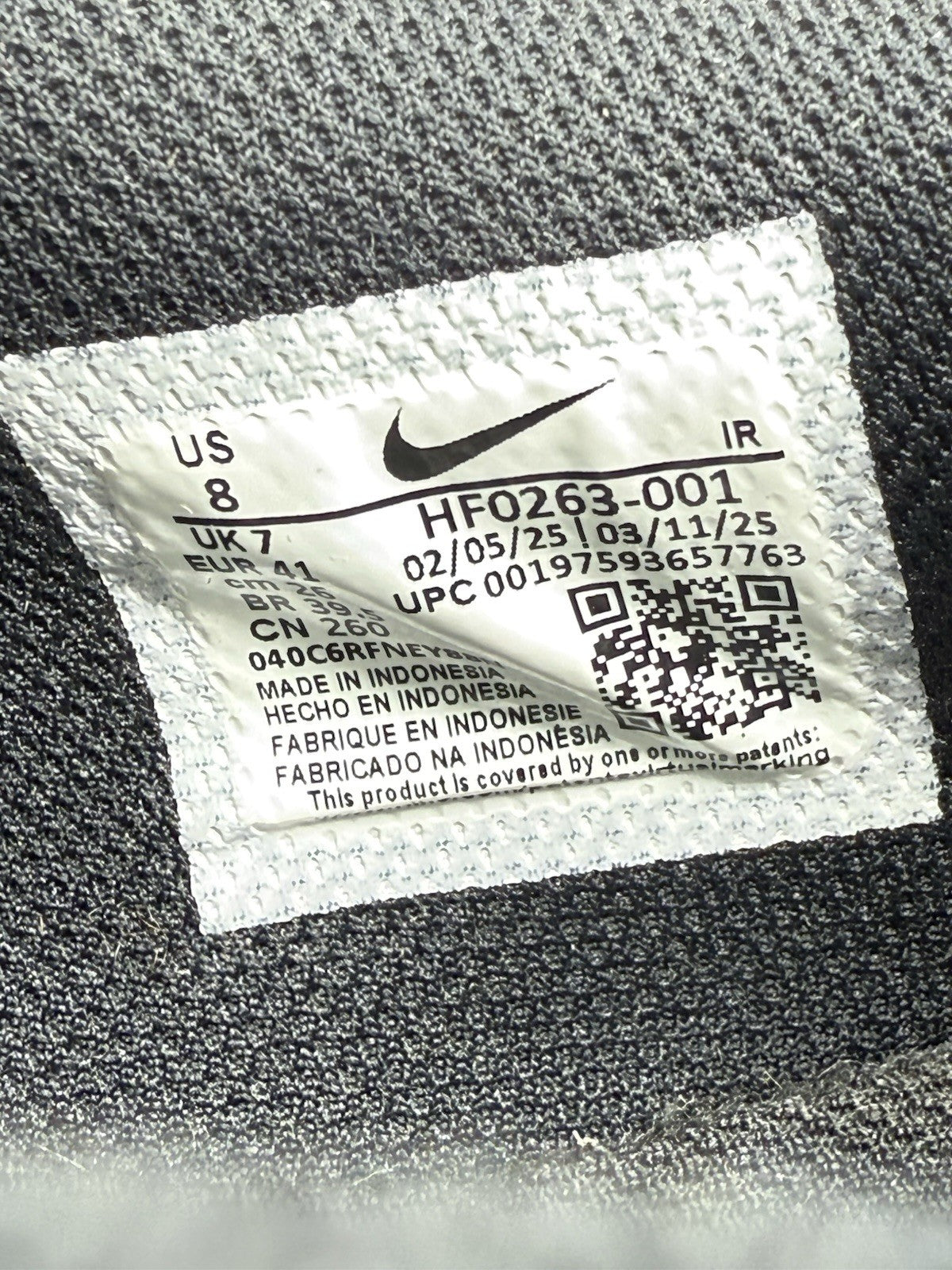 Nike Classic Cortez Black/White TXT Nylon Retro Trainers Size UK 7