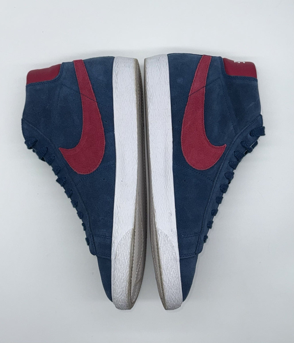 (2013) Nike Blazer Mid Suede Trainers Navy Blue/Red/White UK 9 (371761-461)