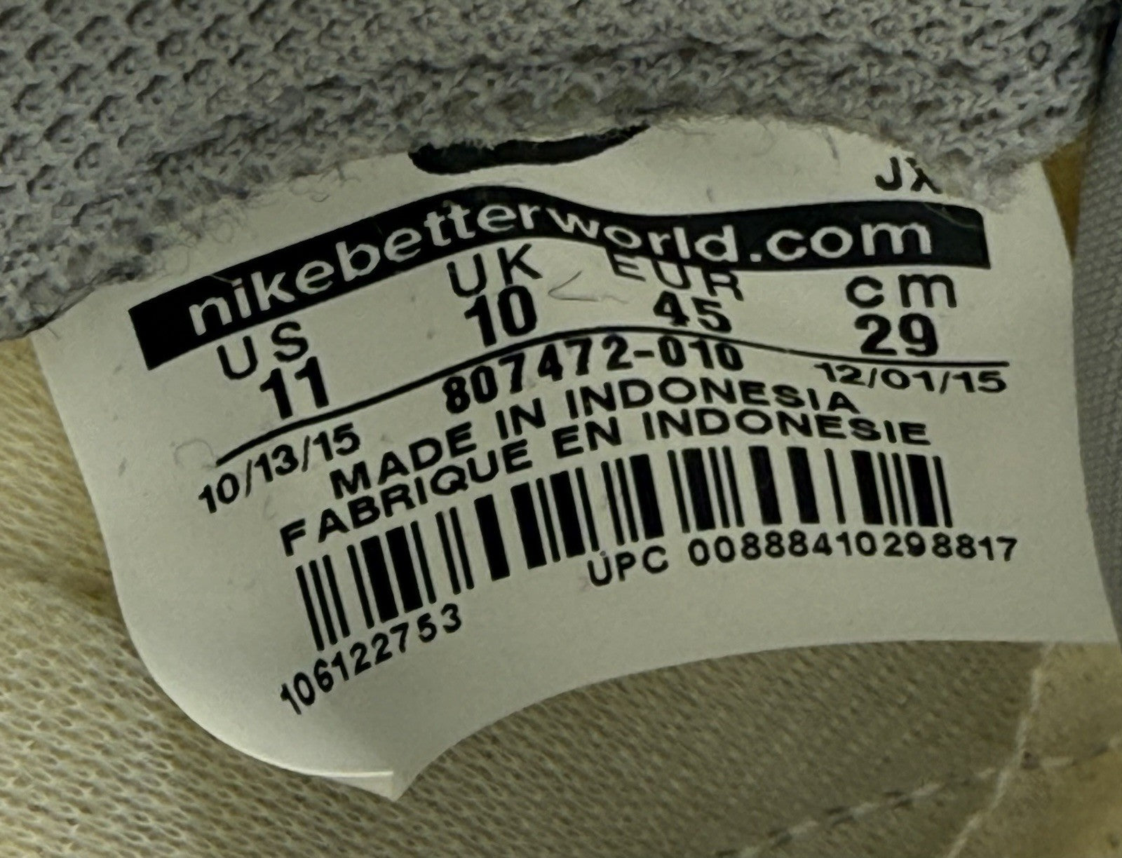 (2015) Nike Classic Cortez Nylon OG - Wolf Grey White - Size UK 10 (807472-010)