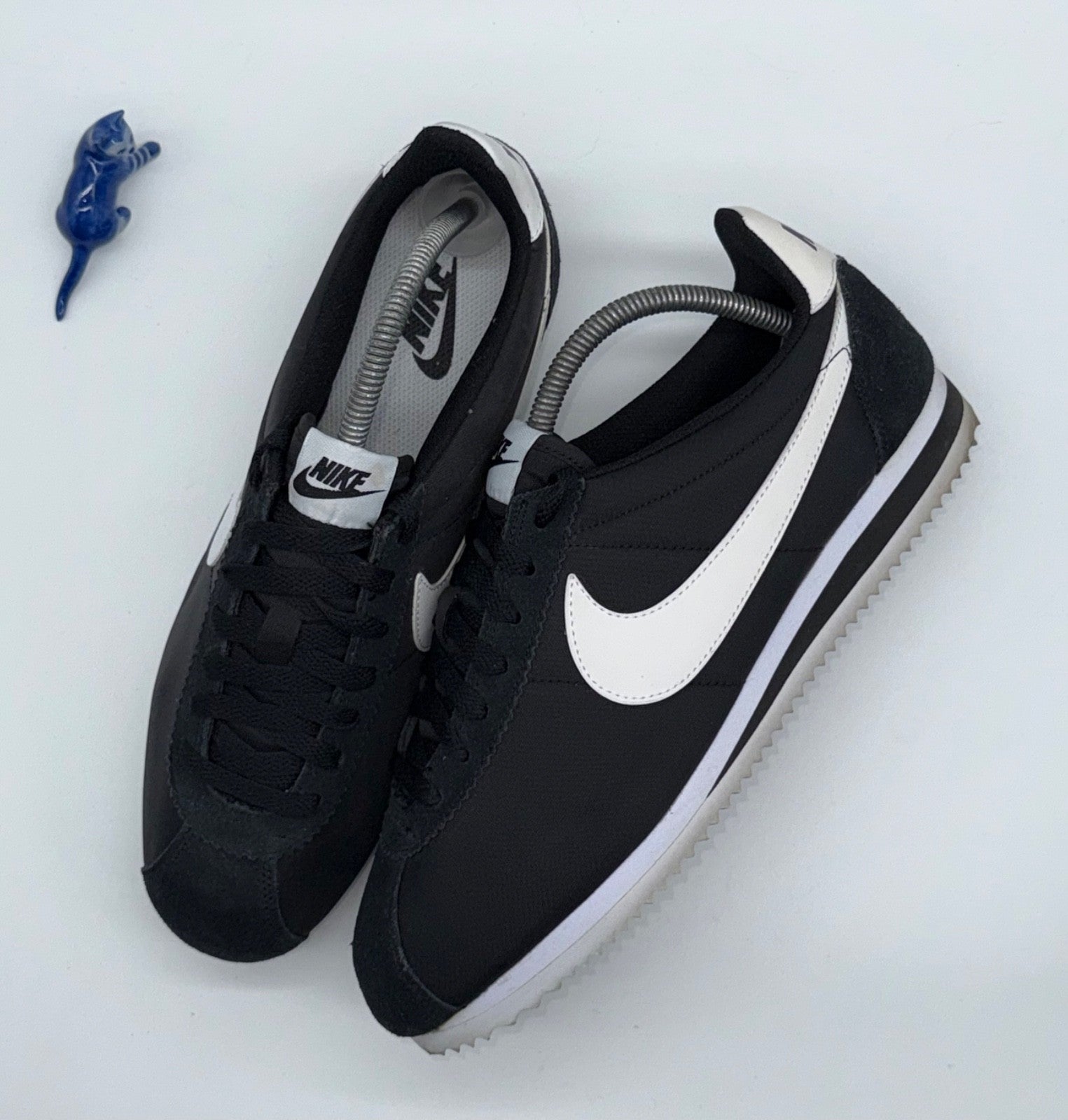 (2015) Nike Classic Cortez Nylon OG Vintage - Black White - Size UK 8