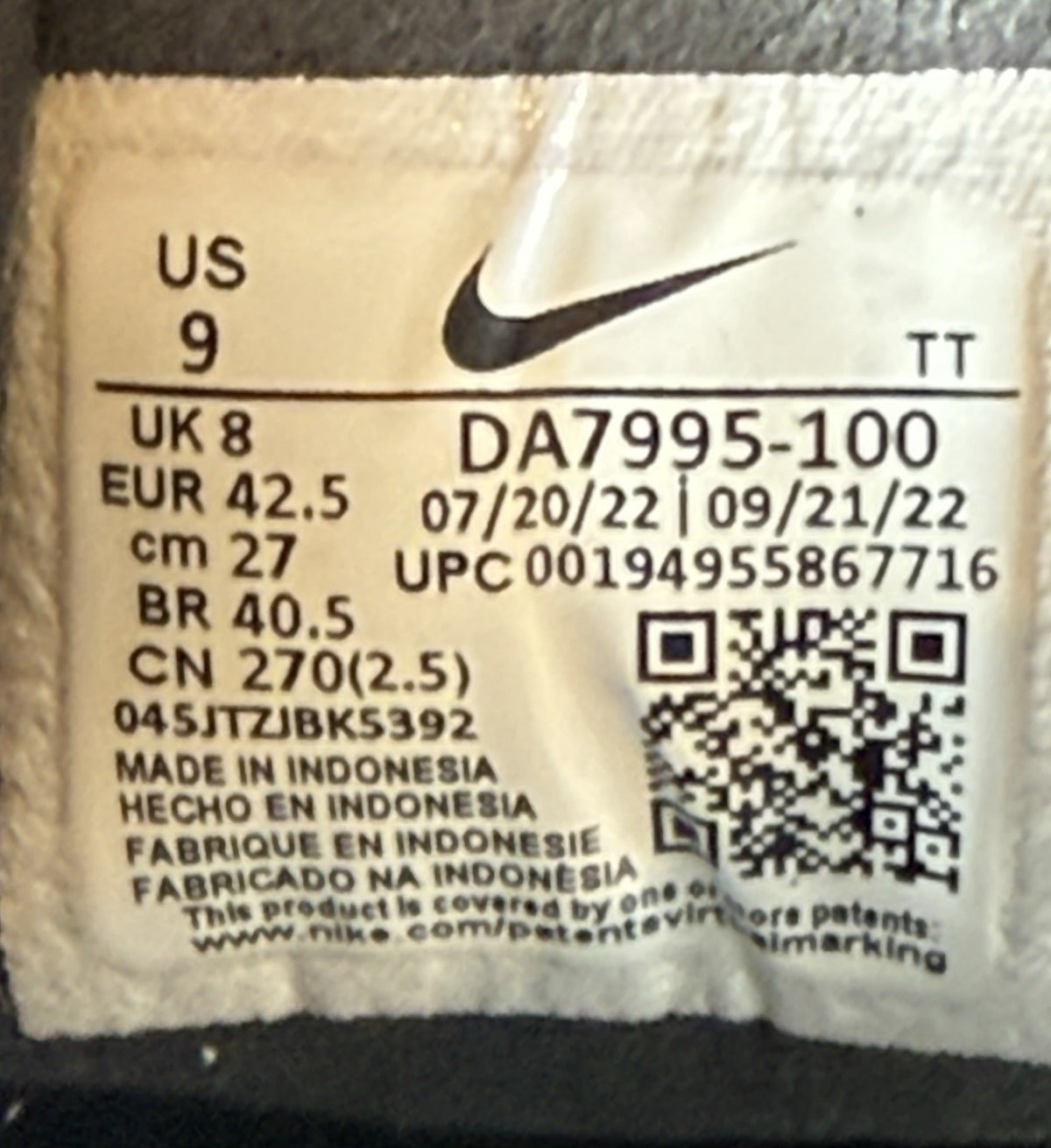 Nike Waffle One 'Summit White' (2022) – UK 8