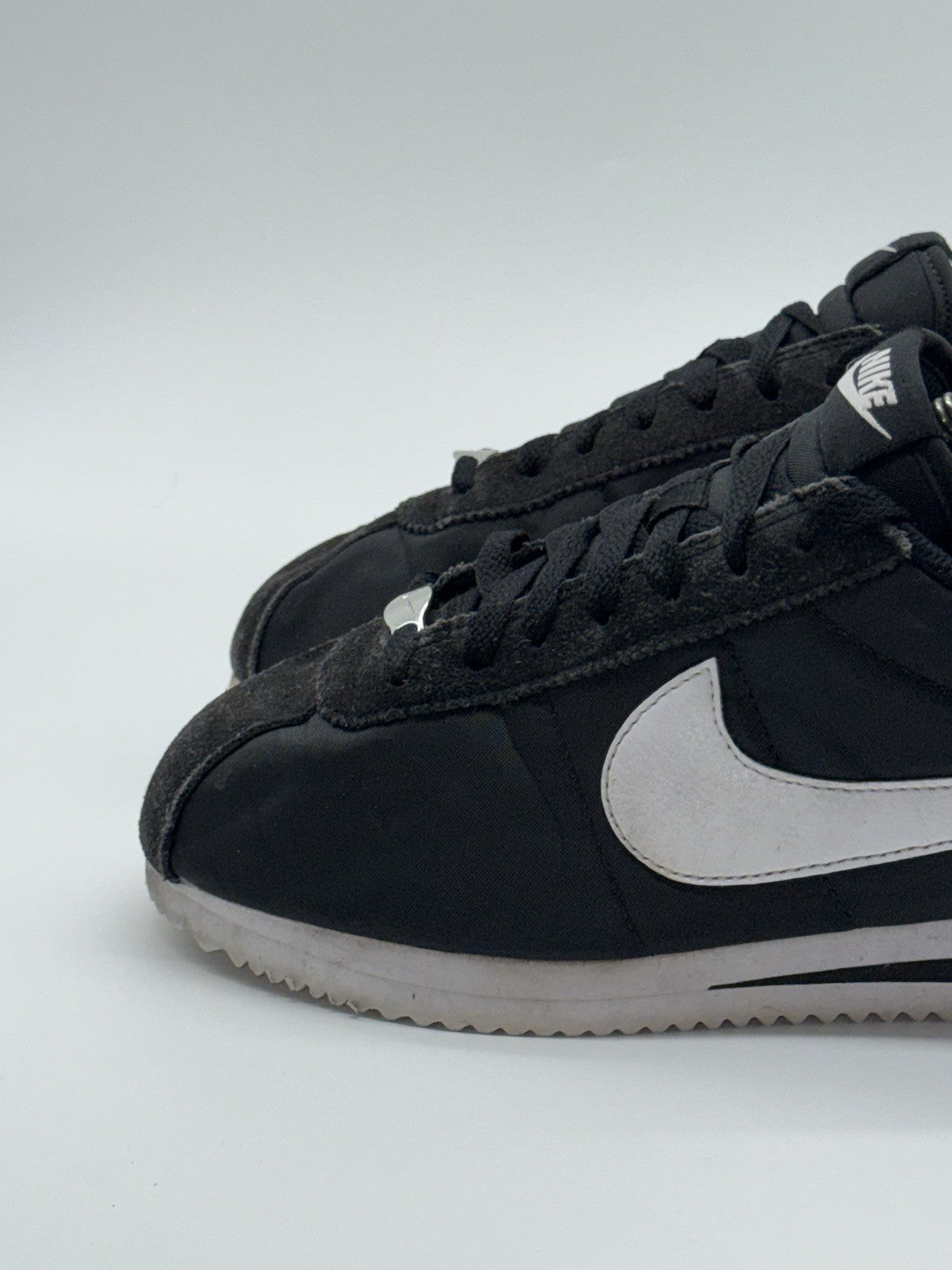 Nike Classic Cortez Black/White TXT Nylon Retro Trainers Size UK 7