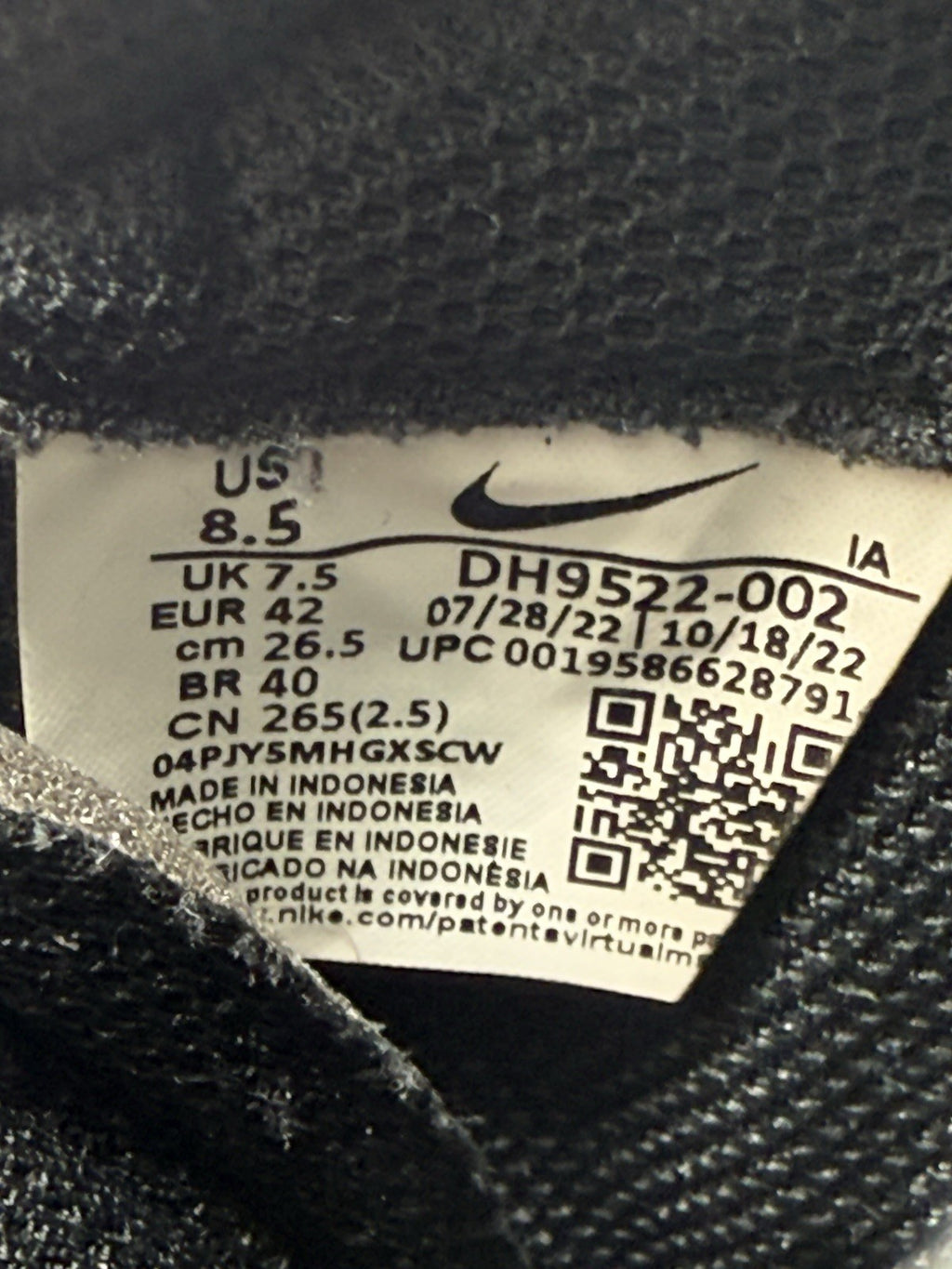 Nike Waffle Debut 'Triple Black' (2022) – UK 7.5