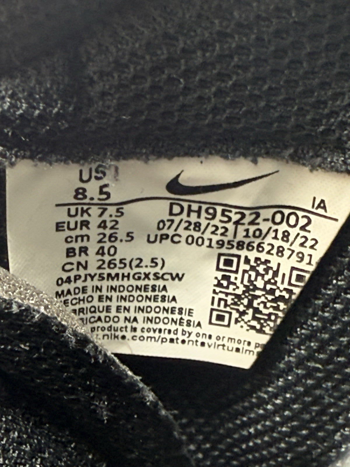 Nike Waffle Debut 'Triple Black' (2022) – UK 7.5