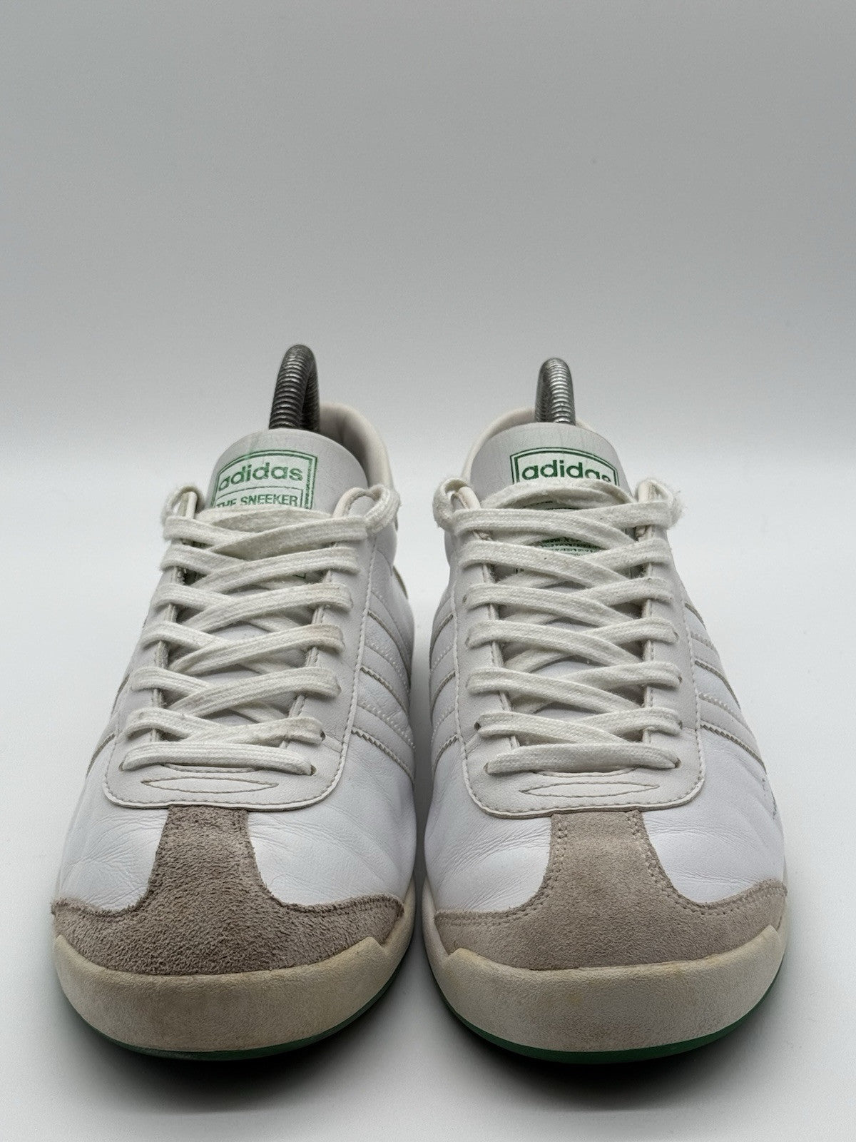 Rare (2008) Adidas ‘The Sneeker’ White / Green Leather Trainers Size UK 7