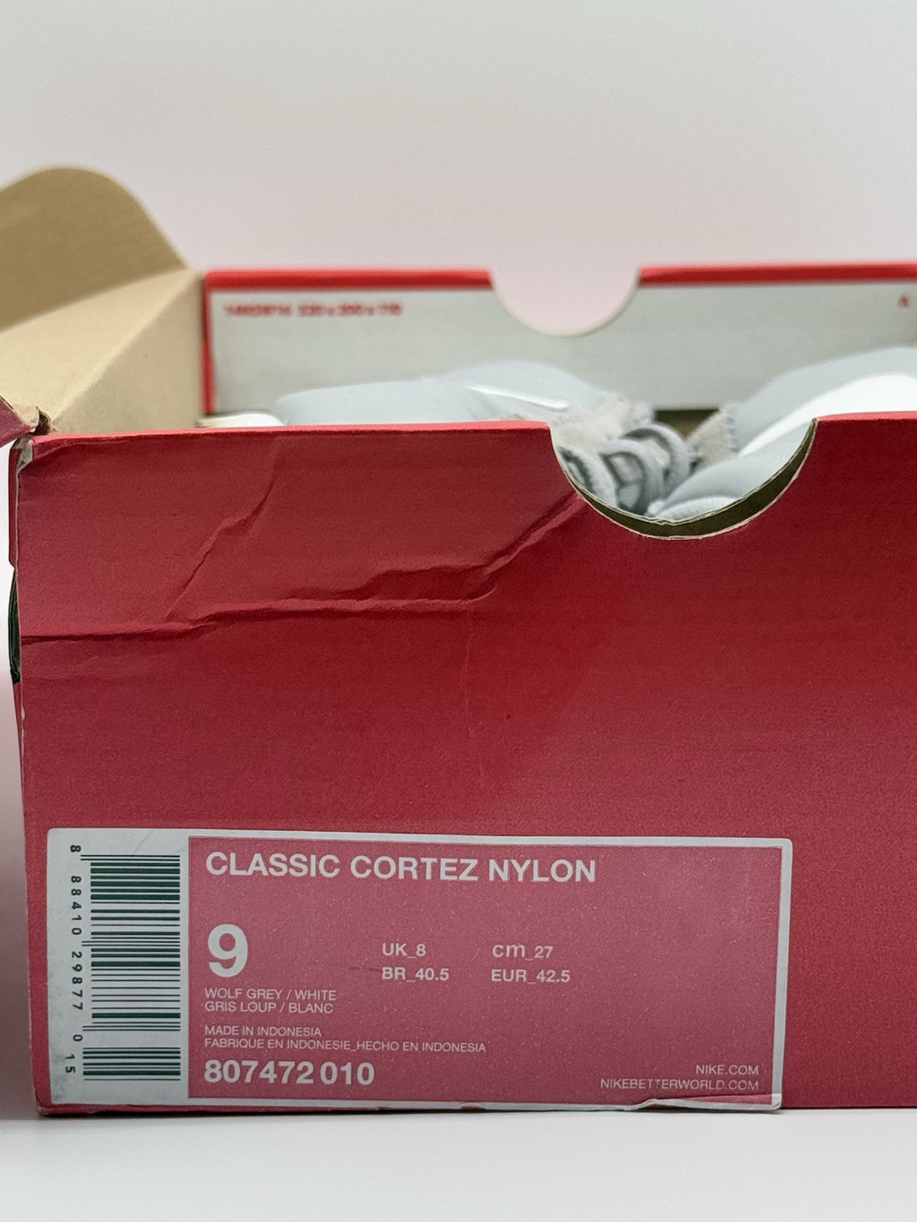 (2016) Nike Classic Cortez Nylon OG - Wolf Grey White - Size UK 8 (EU 42.5) US 9